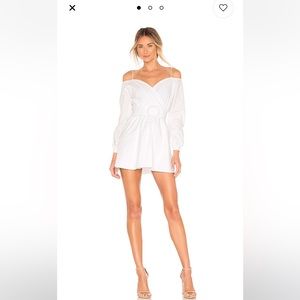 Superdown White Leia Off Shoulder Dress w/ Belt